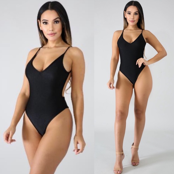 Women's Sexy Nylon Black Bodysuit - Picture 4 of 5